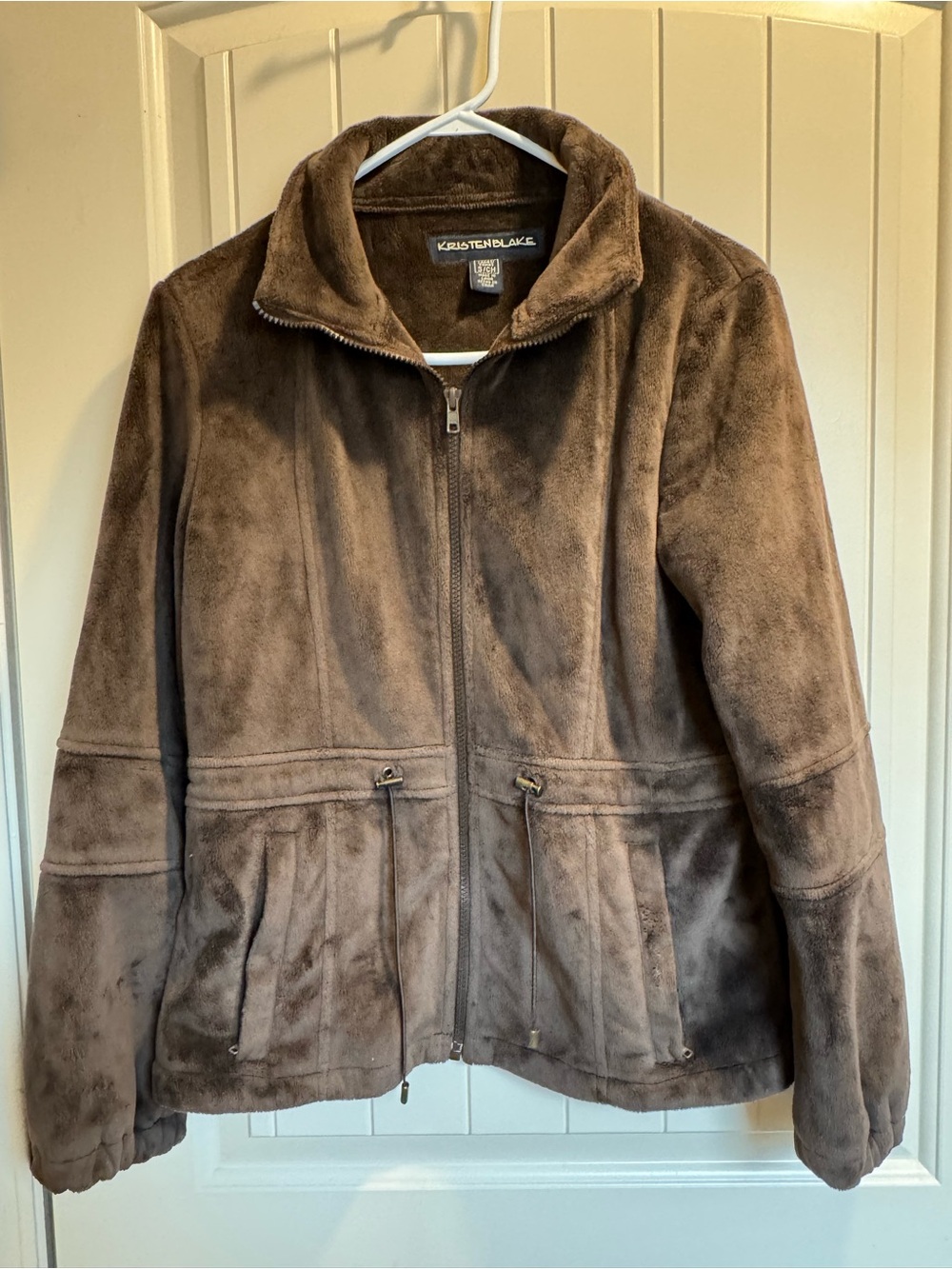 Kristen Blake Chocolate Brown Plush Zip-Up Jacket